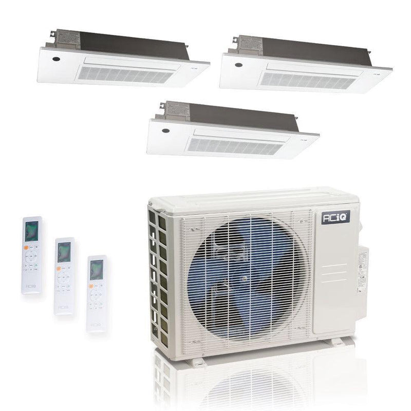 27,000 BTU 25 SEER2 ACiQ Standard 3-Zone Slim Ceiling Cassette Mini Split System | R454B | 230v - 9+9+18