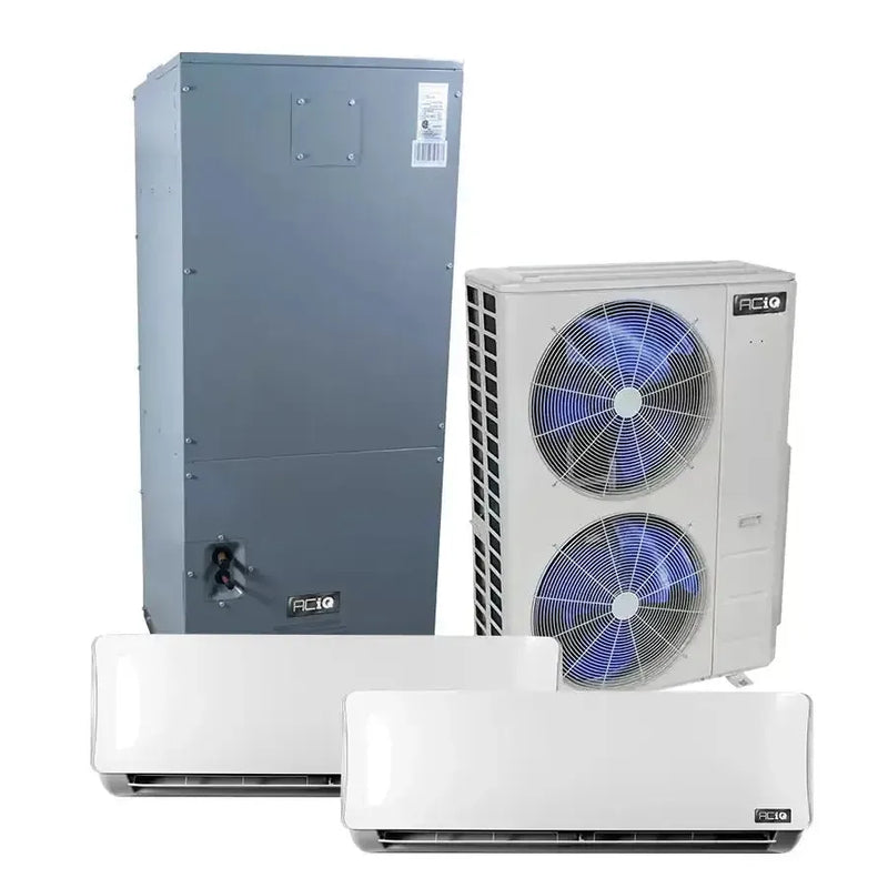 36,000 BTU ACiQ 3- Zone Wall Mounted Mini Split System w/ Central Air Handler 9K +9K +18K