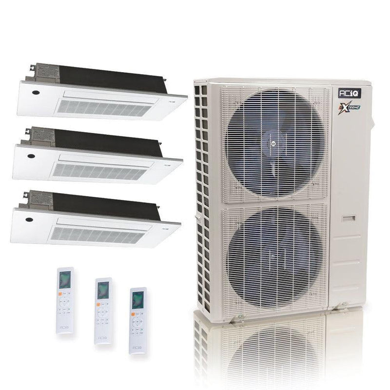 55,000 BTU 22.2 SEER2 ACiQ Extreme 3-Zone Slim Ceiling Cassette Mini Split System | R454B | 230v - 12+18+18