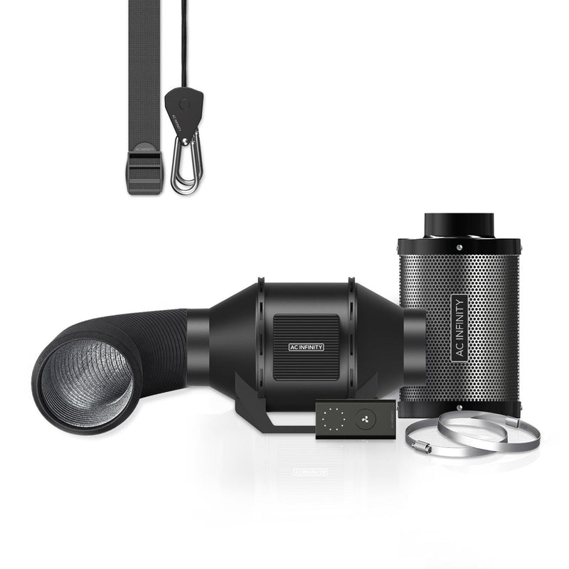 AC Infinity Air Filtration Kit 4”, Inline Fan With Speed Controller, Carbon Filter & Ducting Combo