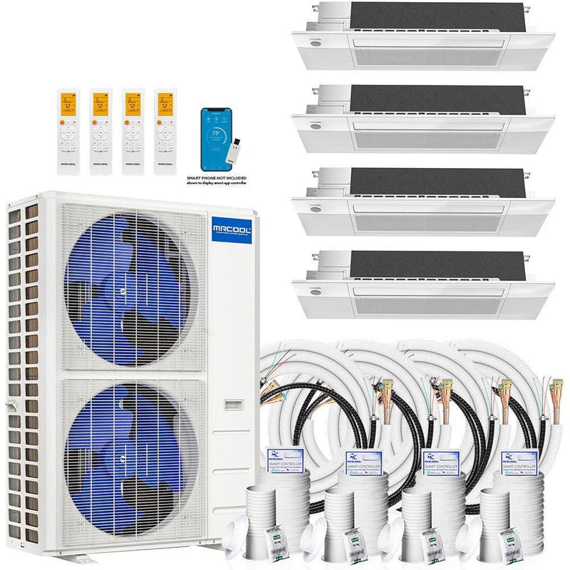 MRCOOL® DIY Mini Split 48,000 BTU 20.5 SEER 4 Zone Ceiling Cassette Ductless Air Conditioner and Heat Pump - 9K + 9K + 12K + 18K