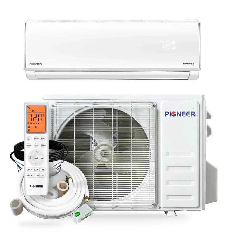 Pioneer® Diamante Pro™ 9,000 BTU 19 SEER2 115V High-Wall Ductless Mini-Split Air Conditioner Inverter Heat Pump with 16 Ft. Kit