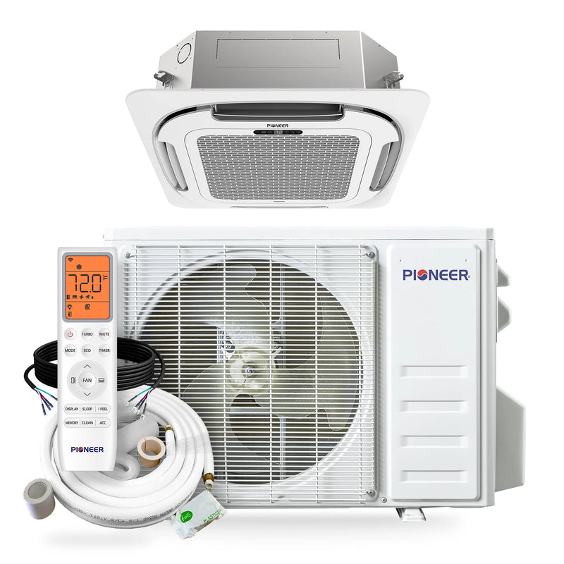 Pioneer® Quantum Ultra™ 18,000 BTU 20.5 SEER2 230V Ceiling Cassette Ductless Mini-Split Air Conditioner Inverter Heat Pump Full Set
