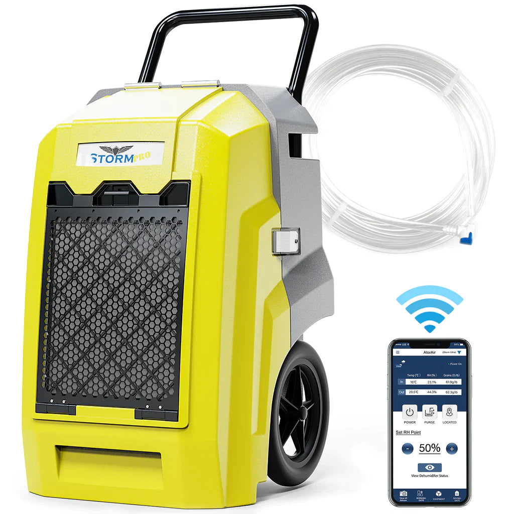 AlorAir Storm DP Smart WiFi Commercial Crawl Space/Basement Dehumidifier 50 Pints with Condensate Pump New STORM-DP-YELLOW