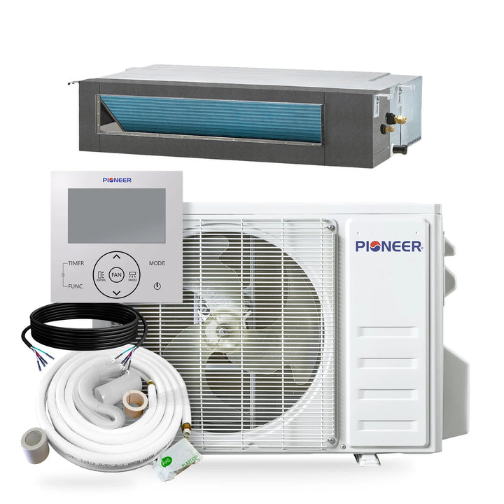 Pioneer® Quantum Ultra™ 9,000 BTU 20.5 SEER2 230V Ceiling Concealed Ducted Mini-Split Air Conditioner Inverter Heat Pump Full Set - RYT009GLSI24RL-10S-RYT009GLSI24RL-16S-RYT009GLSI24RL-25S-RYT009GLSI24RL-33S-RYT009GLSI24RL-50S  Mini Split Systems Direct