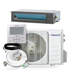Pioneer® Quantum Ultra™ 9,000 BTU 20.5 SEER2 230V Ceiling Concealed Ducted Mini-Split Air Conditioner Inverter Heat Pump Full Set - RYT009GLSI24RL-10S-RYT009GLSI24RL-16S-RYT009GLSI24RL-25S-RYT009GLSI24RL-33S-RYT009GLSI24RL-50S  Mini Split Systems Direct