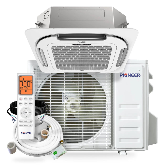 Pioneer® Quantum Ultra™ 24,000 BTU 22.5 SEER2 230V Ceiling Cassette Ductless Mini-Split Air Conditioner Inverter Heat Pump Full Set - CYT024GLSI24RL-10S-CYT024GLSI24RL-16S-CYT024GLSI24RL-25S-CYT024GLSI24RL-33S-CYT024GLSI24RL-50S  Mini Split Systems Direct