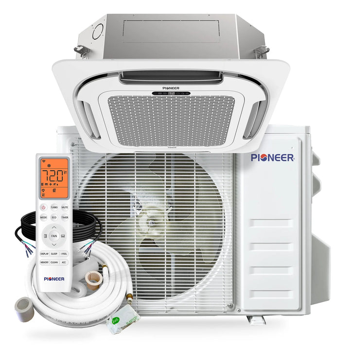 Pioneer® Quantum Ultra™ 24,000 BTU 22.5 SEER2 230V Ceiling Cassette Ductless Mini-Split Air Conditioner Inverter Heat Pump Full Set - CYT024GLSI24RL-10S-CYT024GLSI24RL-16S-CYT024GLSI24RL-25S-CYT024GLSI24RL-33S-CYT024GLSI24RL-50S  Mini Split Systems Direct