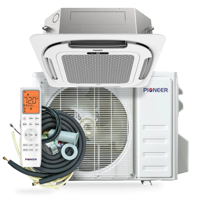 Pioneer® Quantum Ultra™ 24,000 BTU 22.5 SEER2 230V Ceiling Cassette Ductless Mini-Split Air Conditioner Inverter Heat Pump Full Set - CYT024GLSI24RL-10S-CYT024GLSI24RL-16S-CYT024GLSI24RL-25S-CYT024GLSI24RL-33S-CYT024GLSI24RL-50S  Mini Split Systems Direct