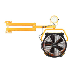 XPOWER FA-420K2 1/3 HP 3600 CFM 5 Speed 18" Warehouse, Dock, Trailer Cooling Fan with 3 Hour Timer, DA-510 40" Wall Mount Arm, and L-30 LED Spotlight