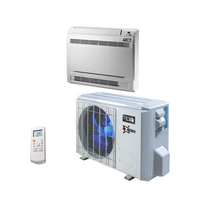 12,000 BTU 23 SEER ACiQ Single Zone Floor Mount Mini Split System | Extreme Series - ACIQ-12FM-HH-MD / ACiQ-12ZPL-HP230C  Mini Split Systems Direct