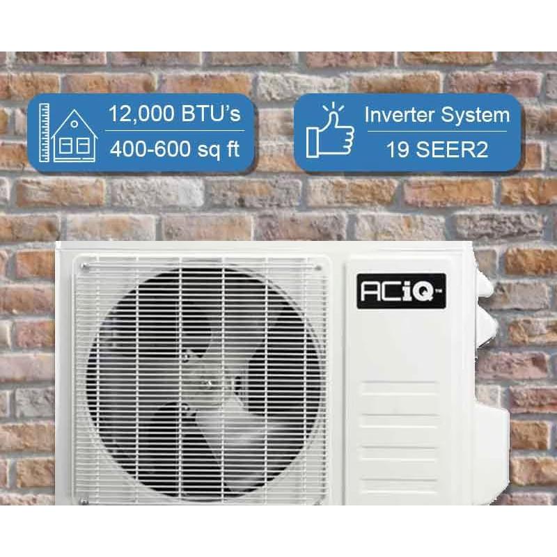 12,000 BTU ACiQ Essentials 21 SEER2 Single Zone Wall Mounted Mini Split Heat Pump System - R454B | White | 230V - ACIQ-K12Z-HP230B / ACiQ-K12W-W-HP230B  Mini Split Systems Direct