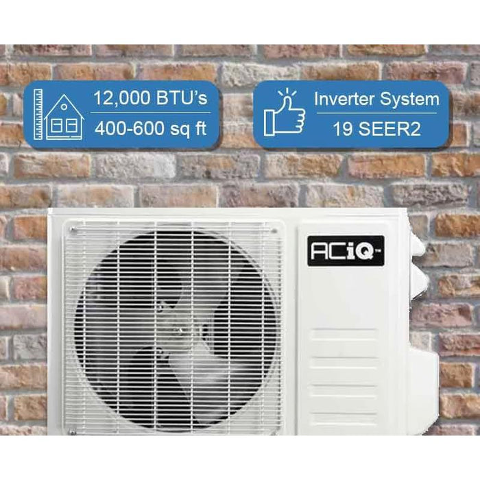 12,000 BTU ACiQ Essentials 21 SEER2 Single Zone Wall Mounted Mini Split Heat Pump System - R454B | White | 230V - ACIQ-K12Z-HP230B / ACiQ-K12W-W-HP230B  Mini Split Systems Direct