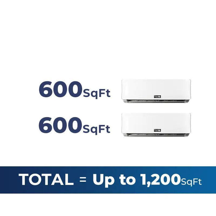 18,000 BTU 22.9 SEER2 ACiQ 2-Zone Wall Mounted Mini Split System w/ WiFi - 12+12 - ES-18Z-M2/ACIQ-12W-HH-M-2  Mini Split Systems Direct