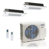 18,000 BTU ACiQ Extreme 25 SEER2 Dual Zone Slim Ceiling Casette Mini Split Heat Pump System - R454B | 230V - 9 + 9 - ACiQ-18Z-HH-M3C / SCC-09-HH-MB-2  Mini Split Systems Direct