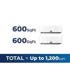 18,000 BTU 22.9 SEER2 ACiQ 2-Zone Wall Mounted Mini Split System w/ WiFi - 12+12