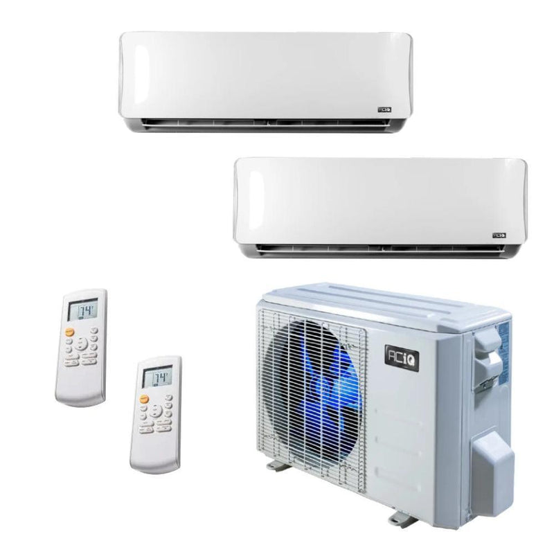 18,000 BTU 22.9 SEER2 ACiQ 2-Zone Wall Mounted Mini Split System w/ WiFi - 12+12