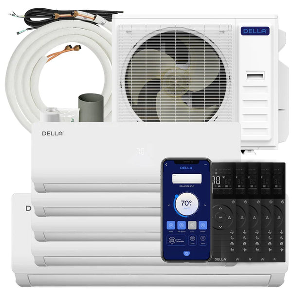DELLA Vario Series 45000 BTU Five Zone Mini Split AC with R-454B (9K+9K+12k+12K+18k) - Up to 2900 Sq.Ft.