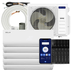 DELLA Vario Series 45000 BTU Five Zone Mini Split AC with R-454B (9K+9K+9k+12K+12k) - Up to 2300 Sq.Ft.