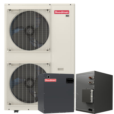 Goodman 5 Ton 16.0 SEER2 R-32 Central Heat Pump Split System with Evaporator Coil & Modular Blower | GZV7SA6010 | CHPEA6030C3 | MBVK16CP1X00 | 24½