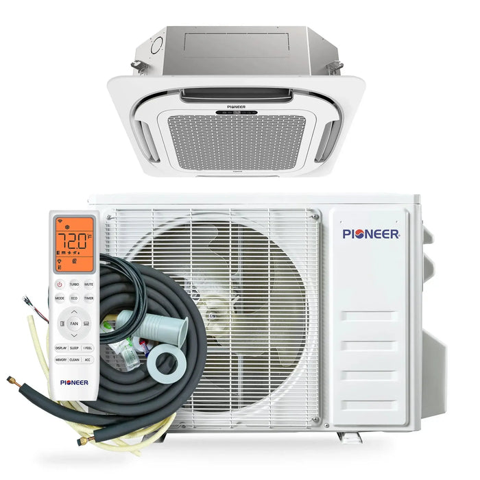 Pioneer® Quantum Ultra™ 12,000 BTU 22 SEER2 230V Ceiling Cassette Ductless Mini-Split Air Conditioner Inverter Heat Pump Full Set - CYT012GLSI24RL-10S-CYT012GLSI24RL-16S-CYT012GLSI24RL-25S-CYT012GLSI24RL-33S-CYT012GLSI24RL-50S  Mini Split Systems Direct