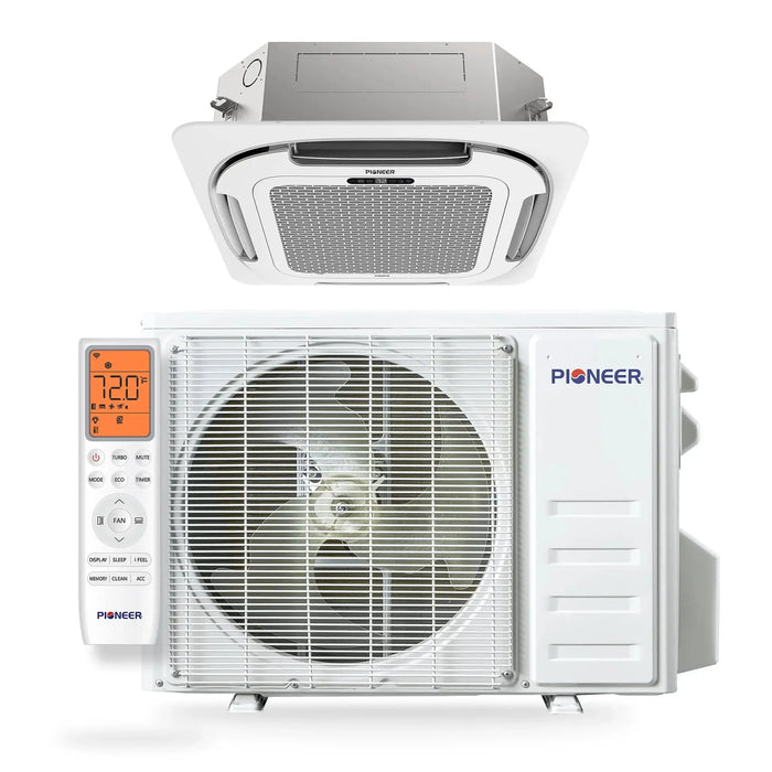 Pioneer® Quantum Ultra™ 12,000 BTU 22 SEER2 230V Ceiling Cassette Ductless Mini-Split Air Conditioner Inverter Heat Pump Full Set - CYT012GLSI24RL-10S-CYT012GLSI24RL-16S-CYT012GLSI24RL-25S-CYT012GLSI24RL-33S-CYT012GLSI24RL-50S  Mini Split Systems Direct