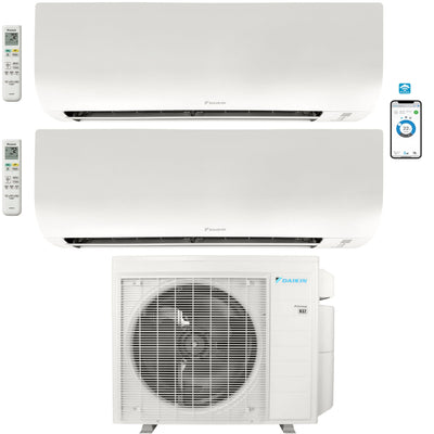 2 - Zone - 18,000 BTU 21 SEER2 Daikin MXM Series Wall Mounted Ductless Mini Split Heat Pump Air Conditioner System 7K + 9K - 230V | R32 | Wi-Fi Enabled - 2MXM18AVJU9 / CTXV07AVJU9 / FTXV09AVJU9  Mini Split Systems Direct