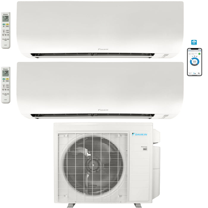 2 - Zone - 36,000 BTU 20 SEER2 Daikin MXM Series Wall Mounted Ductless Mini Split Heat Pump Air Conditioner System 7K + 9K - 230V | R32 | Wi-Fi Enabled - 4MXM36AVJU9 / CTXV07AVJU9 / FTXV09AVJU9  Mini Split Systems Direct