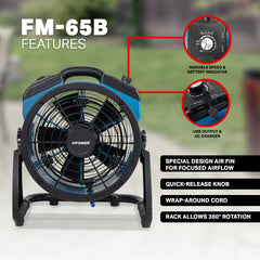 XPOWER FM-65B Multi-Purpose Battery Powered Misting Fan and Air Circulator