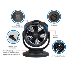 XPOWER FM-68 Multi-Purpose Oscillating Misting Fan and Air Circulator with Built-In Water Pump and Hose