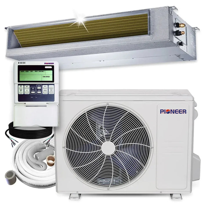 Pioneer® 18,000 BTU 20 SEER2 Ceiling Concealed Ducted Mini-Split Inverter++ Energy-Star Air Conditioner Heat Pump System Full Set 230V - RYB018GMFILDAD-RYB018GMFILDAD-10-RYB018GMFILDAD-16-RYB018GMFILDAD-25-RYB018GMFILDAD-33  Mini Split Systems Direct