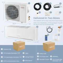 Costway 22000 BTU 21 SEER2 208-230V Ductless Mini Split Air Conditioner and Heater
