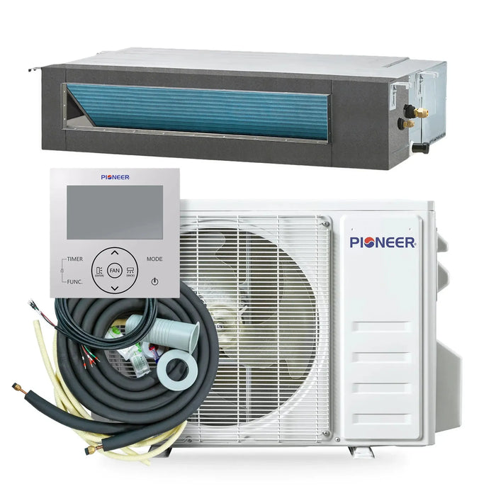 Pioneer® Quantum Ultra™ 24,000 BTU 19 SEER2 230V Ceiling Concealed Ducted Mini-Split Air Conditioner Inverter Heat Pump Full Set - RYT024GLSI24RL-10S-RYT024GLSI24RL-16S-RYT024GLSI24RL-25S-RYT024GLSI24RL-33S-RYT024GLSI24RL-50S  Mini Split Systems Direct