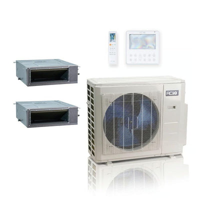 27,000 BTU 21 SEER2 ACiQ Standard 2-Zone Concealed Duct Mini Split System | R454B | 230v - 12+24 - ES-27Z-M4C / ACIQ-12CD-HH-MC / ACIQ-24CD-HH-MC  Mini Split Systems Direct
