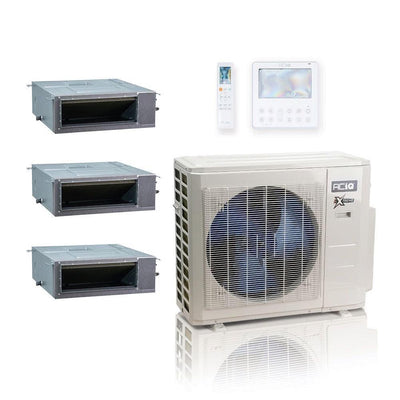27,000 BTU ACIQ Extreme 19 SEER2 Tri Zone Concealed Duct Mini Split Heat Pump System - R454B | 230V - 9 + 9 + 12 - ACiQ-27Z-HH-M4C / ACIQ-09CD-HH-MC-2 / ACIQ-12CD-HH-MC  Mini Split Systems Direct