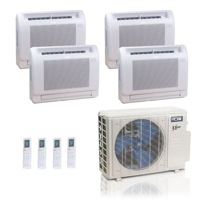 27,000 BTU ACIQ Extreme 23 SEER2 Quad Zone Floor Mount Mini Split Heat Pump System - R454B | 230V - 9 + 9 + 9 + 9 - ACIQ-27Z-HH-M4C / ACIQ-09FM-HH-MD-4  Mini Split Systems Direct