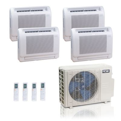 27,000 BTU ACIQ Standard 25 SEER2 Quad Zone Floor Mount Mini Split Heat Pump System - R454B | 230V - 9 + 9 + 9 + 9 - ES-27Z-M4C / ACIQ-09FM-HH-MD-4  Mini Split Systems Direct