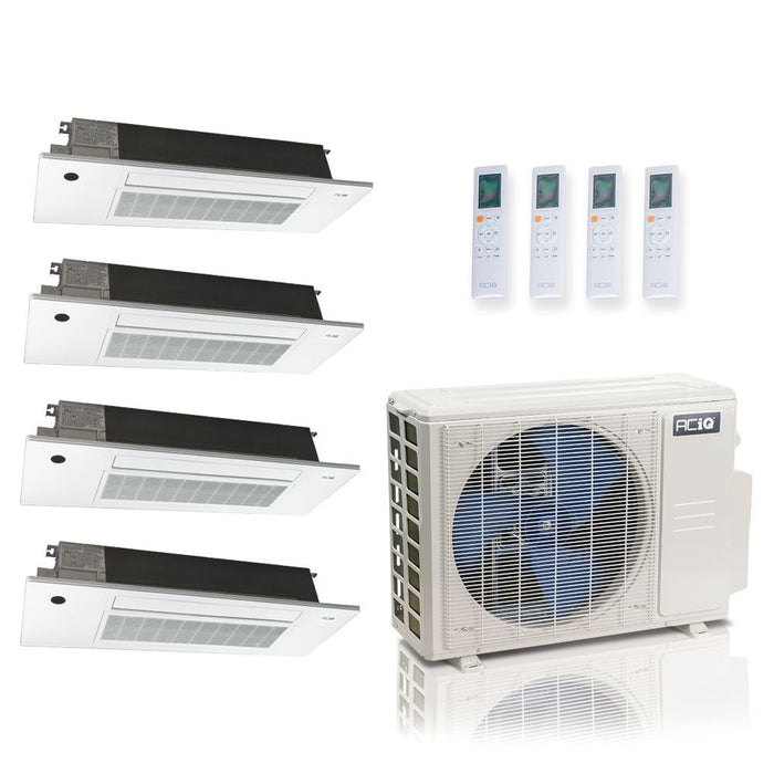 27,000 BTU ACIQ Standard 25 SEER2 Quad Zone Slim Ceiling Casette Mini Split Heat Pump System - R454B | 230V - 6 + 6 + 6 + 6 - ES-27Z-M4C / SCC-06-HH-MB-4  Mini Split Systems Direct