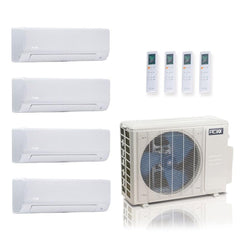 27,000 BTU ACIQ Standard 25 SEER2 Quad Zone Wall Mount Mini Split Heat Pump System - R454B | 230V - 6 + 6 + 6 + 12 - ES-27Z-M4C / ACIQ-06W-HH-MD-3 / ACIQ-12W-HH-MD  Mini Split Systems Direct