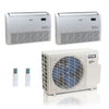 27,000 BTU ACiQ Extreme 23 SEER2 Dual Zone Floor Mount Mini Split Heat Pump System - R454B | 230V - 18 + 18 - ACiQ-27Z-HH-M4C / ACIQ-18FM-HH-MD-2  Mini Split Systems Direct