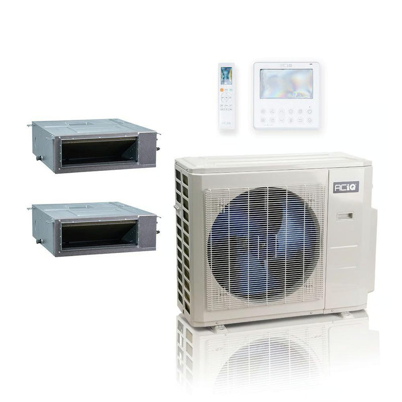 27,000 BTU 21 SEER2 ACiQ Standard 2-Zone Concealed Duct Mini Split System | R454B | 230v - 12+24