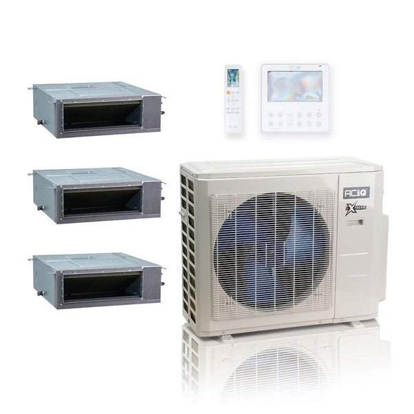 27,000 BTU ACIQ Extreme 19 SEER2 Tri Zone Concealed Duct Mini Split Heat Pump System - R454B | 230V - 12 + 12 + 12