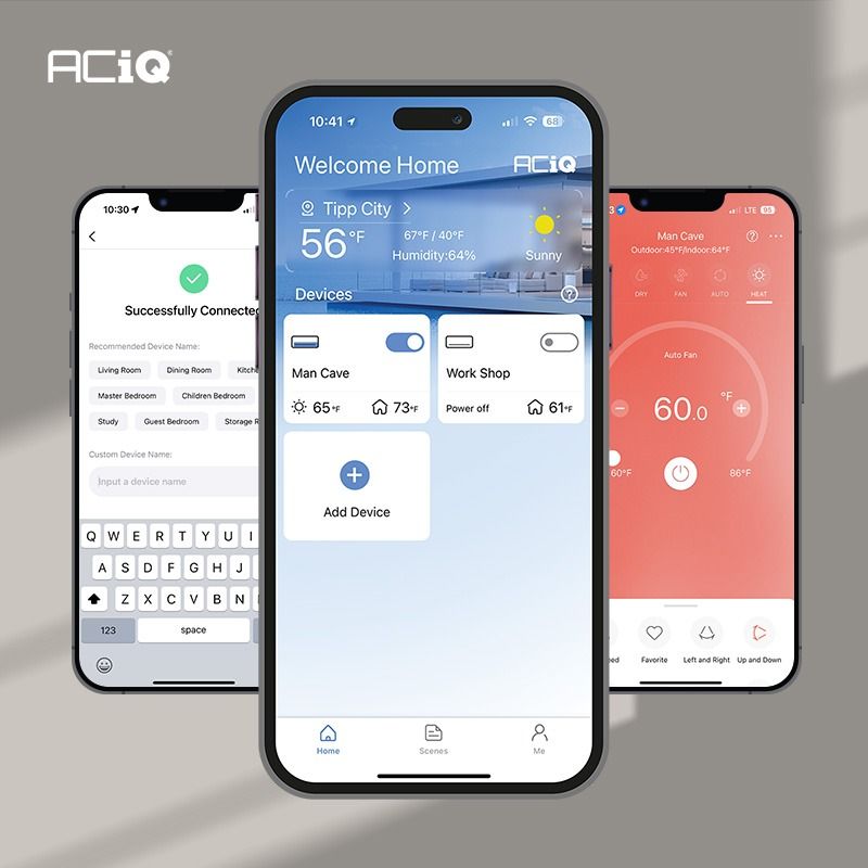 27,000 BTU ACiQ Standard 25 SEER2 Tri Zone Wall Mount Mini Split Heat Pump System - R454B | 230V - 6 + 9 + 12