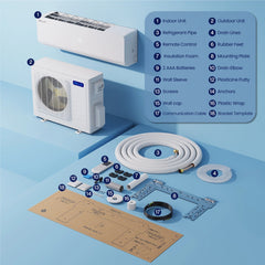 DELLA Versa Series 27000 BTU Tri-Zone Mini Split AC 9k+9K+9K Up to 1200 Sq.Ft. / Installation Kits Included
