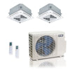 27,000 BTU 25 SEER2 ACiQ Standard 2-Zone Ceiling Cassette Mini Split System | R454B | 230v - 9+18
