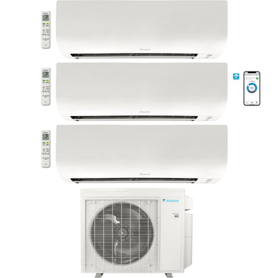 3 - Zone - 24,000 BTU 21 SEER2 Daikin MXM Series Wall Mounted Ductless Mini Split Heat Pump Air Conditioner System 7K + 12K + 15K - 230V | R32 | Wi-Fi Enabled - 3MXM24AVJU9 / CTXV07AVJU9 / FTXV12AVJU9 / FTXV15AVJU9  Mini Split Systems Direct