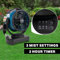 XPOWER FM-68W Multipurpose Oscillating Portable 3 Speed Outdoor Cooling Misting Fan with Built-In Water Pump and Hose