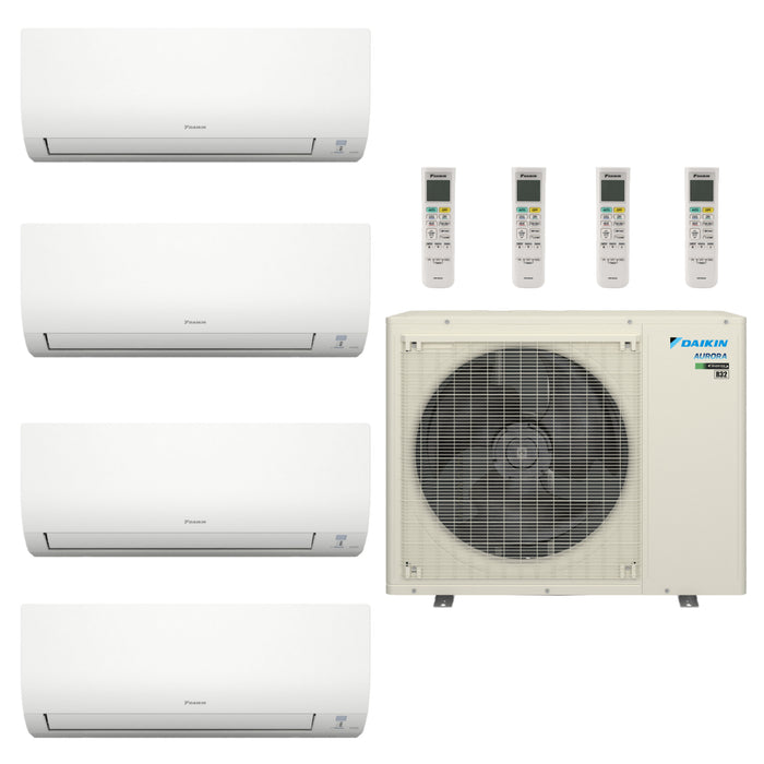 36,000 BTU 20 SEER2 Daikin 4 Zone Ductless Hyper Heat Mini Split Heat Pump System - 9K-9K-12K-15K - 4MXT36AVJU9 - (2) FTXV09AVJU9 - FTXV12AVJU9 - FTXV15AVJU9  Mini Split Systems Direct