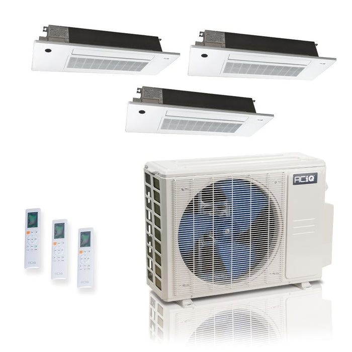 36,000 BTU 24 SEER2 ACiQ Standard 3-Zone Slim Ceiling Cassette Mini Split System | R454B | 230v - 6+9+18 - ES-36Z-M5C / SCC-06 / SCC-09 / SCC-18  Mini Split Systems Direct