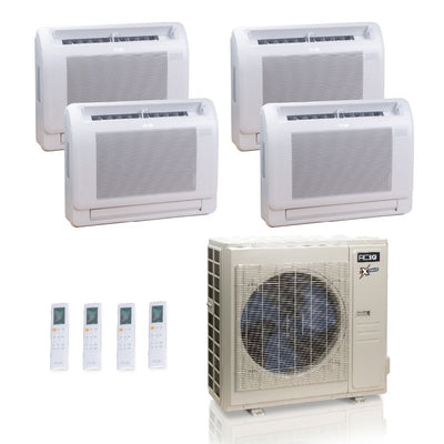 36,000 BTU ACIQ Extreme 23 SEER2 Quad Zone Floor Mount Mini Split Heat Pump System - R454B | 230V - 12 + 12 + 12 + 12 - ACIQ-36Z-HH-M5C / ACIQ-12FM-HH-MD-4  Mini Split Systems Direct